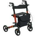 thumbnail image 1 of HOMCOM Déambulateur Pliant et Ajustable avec Siège, Roues de 8 Po et Sac, Rouge, 1 of 10