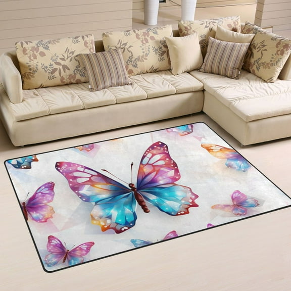 Butterfly Area Floor Mats Non-Slip Rugs Soft Doormat 31 x 20 inch Carpet for Living Dining Room Bedroom Decorative