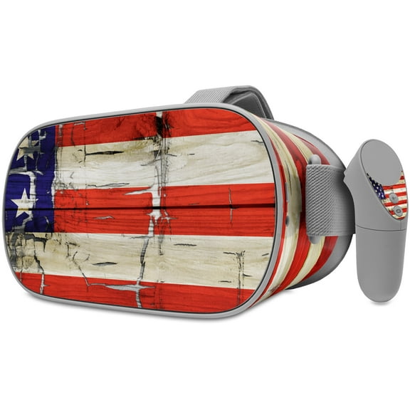 Decal style Skin Wrap compatible with Oculus Go Headset - Painted Faded and Cracked USA American Flag (OCULUS NOT INCLUDED)