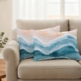 thumbnail image 2 of Outdoor Pillow Covers Beach Blue Water Ripple Waterproof Pillow Cases 20x12 Set of 2, Abstract Waves Gradient Throw Pillow Cover Pillowcase for Patio Balcony Couch Garden, 2 of 9