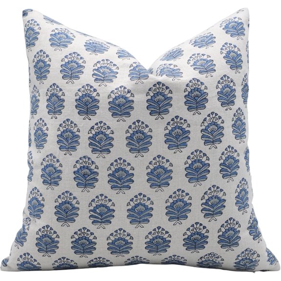 Handcrafted Pure Linen Pillow Covers with Block Prints By Fabdivine, 12X20, Bheeshma