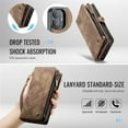 thumbnail image 6 of CaseMe Leather Case for iPhone 16,2 in 1 Detachable Wallet Case with 8-Card Holder Zipper Bills Slot,Magnetic Shockproof Flip Leather Cover Zipper Pocket Phone Cases,Brown,For iPhone 16, 6 of 9