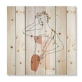 thumbnail image 3 of Designart 'One Line Woman Portrait With Shapes and Leaves II' Modern Print on Natural Pine Wood, 3 of 5
