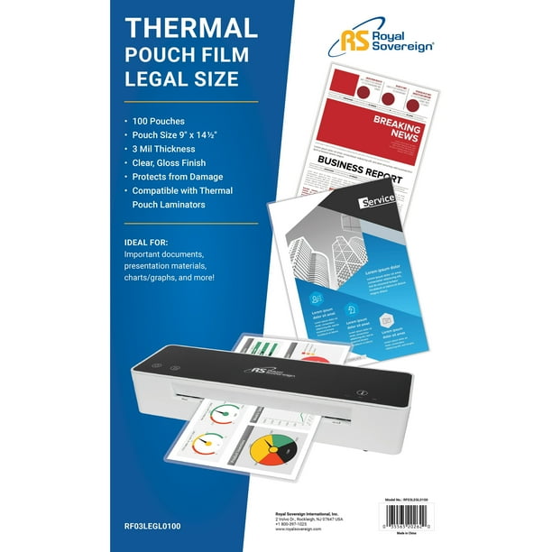 "Legal Size 9" x 14 1/2" 3mil 100 Pack Thermal Laminating