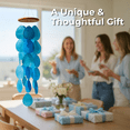 thumbnail image 6 of Solange & Frances Blue Capiz Shell Wind Chimes, 26" Hanging Teakwood Decor, 6 of 8