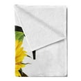 thumbnail image 2 of Letter S Soft Flannel Fleece Throw Blanket, Flora Elements Sunflowers on Dark Colored Abstract Art Print, Cozy Plush for Indoor and Outdoor Use, 70" x 90", Yellow Green Black, by Ambesonne, 2 of 5