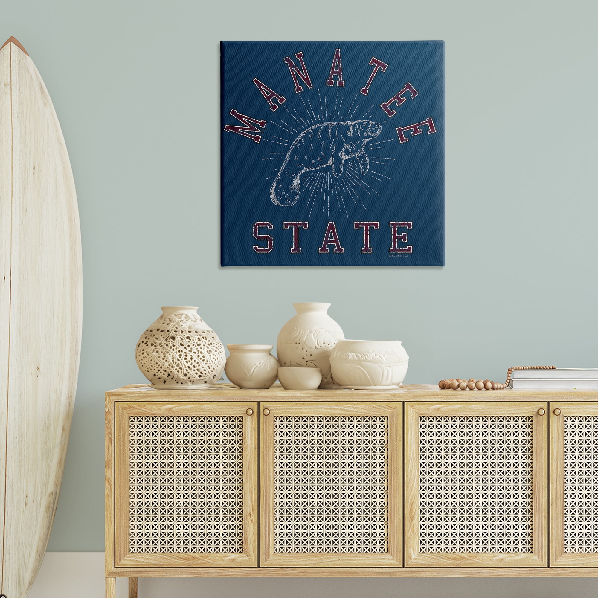 Stupell Industries Vintage Manatee State Animals Painting Wrapped Canvas Art Print Wall Art, 36 x 36