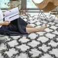 thumbnail image 6 of Softlife Fluffy Moroccan Kid Rug for Girl Room Super Soft for Bedroom Velvet Plush Carpets Shag Area Rugs for Living Room Decor,4' x 6',White/Black, 6 of 7