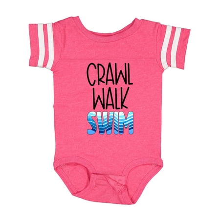 

Inktastic Crawl Walk Swim Wave Design Boys or Girls Baby Bodysuit