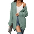 thumbnail image 3 of Womens Oversized Cardigan Sweaters Open Front Cable Knit Lantern Long Sleeve Chunky Outwear Coats Green L, 3 of 9
