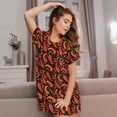 thumbnail image 3 of Vsdgher Chemise de Nuit Rouge à Motif Chili pour Femmes Manches Courtes Col Rond Mignonne Robe de Nuit Confortable à Volants, 3 of 6
