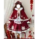 thumbnail image 3 of Coalfell-vestidos bordados rojos Vintage de Lolita, chal de felpa, capa engrosada, ropa de Año Nuevo, vestido de una pieza, Navidad, Invierno, 3 of 5