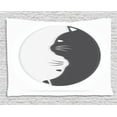 thumbnail image 1 of Yin Yang Tapestry, Domestic Black and White Cat Figures in Balance Together Digital Image, Wall Hanging for Bedroom Living Room Dorm Decor, 60W X 40L Inches, Pale Grey and Grey, by Ambesonne, 1 of 2