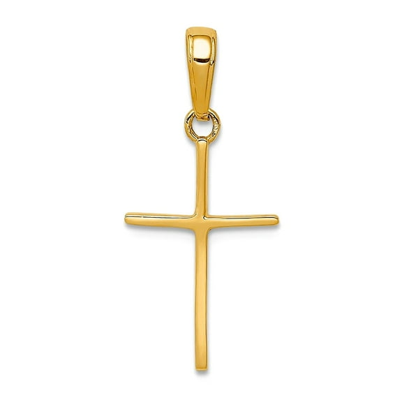 14k Yellow Gold Solid Polished Stick Religious Faith Cross Pendant Necklace 16x12mm Pendant for Women