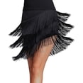 thumbnail image 2 of YM YOUMU Falda de práctica de baile latino con borlas para mujer para tango, salón de baile, samba, salsa, ropa de baile, 2 of 4