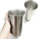 thumbnail image 4 of JM Tazas de acero inoxidable - Juego de 2 tazas de metal cepillado, irrompibles, apilables, vasos para café/té/cerveza (Plata 500 ml) JM, 4 of 5