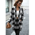 thumbnail image 3 of KRE Prime Women Plaid Dropped Shoulder Cardigan with Pocket, 3 of 16