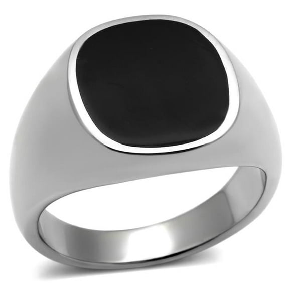 Alamode TK595-11 Men High Polished Stainless Steel Ring with Epoxy in Jet - Size 11