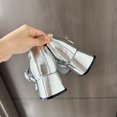 Silver Mary Jane thickheeled GaNai heels with 8cm increase in new
