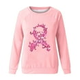 thumbnail image 4 of WREESH Women's Long Sleeve Breast Cancer Awareness Sweatshirt Casual Loose Fit Pink Ribbon Top Pink, 4 of 5
