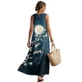 thumbnail image 2 of Xixirimido Moon Cherry Blossom Print Women Casual Dresses Maxi Summer Sundress Sleeveless Loose Fit A Line Long Dress with Pockets Beach Vacation Outfits, Size L, 2 of 7