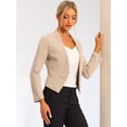 thumbnail image 3 of Chaqueta Corta Casual Allegra K Oficina Sin Cuello Mujer Camello XS, 3 of 6