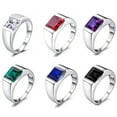 thumbnail image 4 of Anillo de hombre de imitación de esmeralda azul en plata esterlina S925, joyería popular europea y americana, 4 of 5