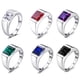 thumbnail image 2 of Anillo de hombre de imitación de esmeralda azul en plata esterlina S925, joyería popular europea y americana, 2 of 6