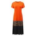 thumbnail image 4 of Vestido suelto de manga corta con estampado de leopardo y cuello en V informal de verano para mujer a la moda Fridja  bnh2733, 4 of 6