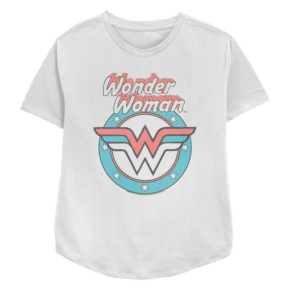 Women's Wonder Woman Retro Comic Logo Graphic Tee White Large
