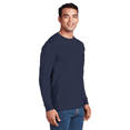 thumbnail image 2 of Hanes Beefy-T Long Sleeve Casual T-Shirt, Crewneck Everyday Casual Tee, Navy, M, 2 of 5