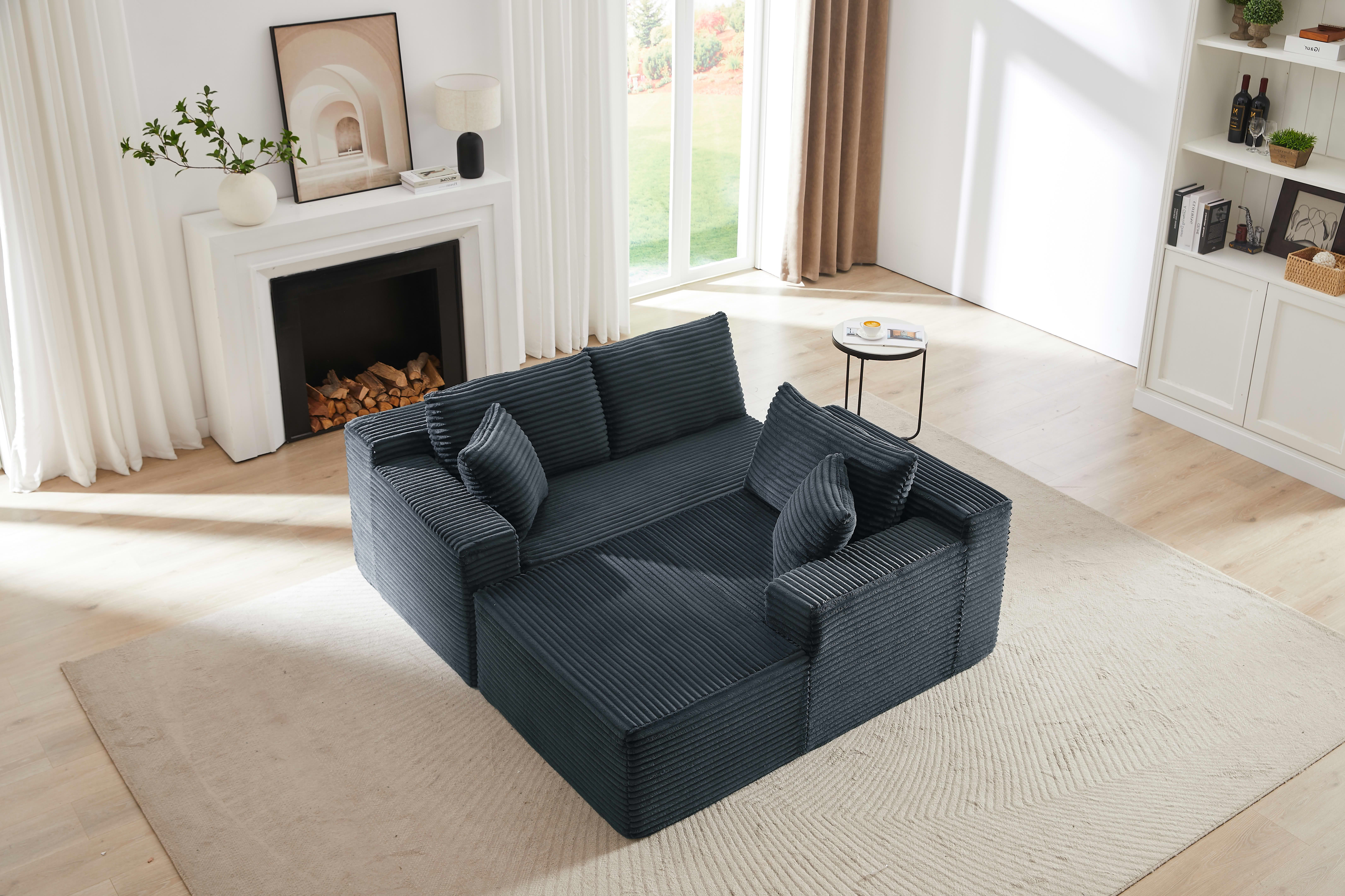MAYEERTY L-Shaped Cloud Sectional Sofa, No Assembly Required Sleeper Couch for Bedroom & Apartment, 103×65" Dark Gray