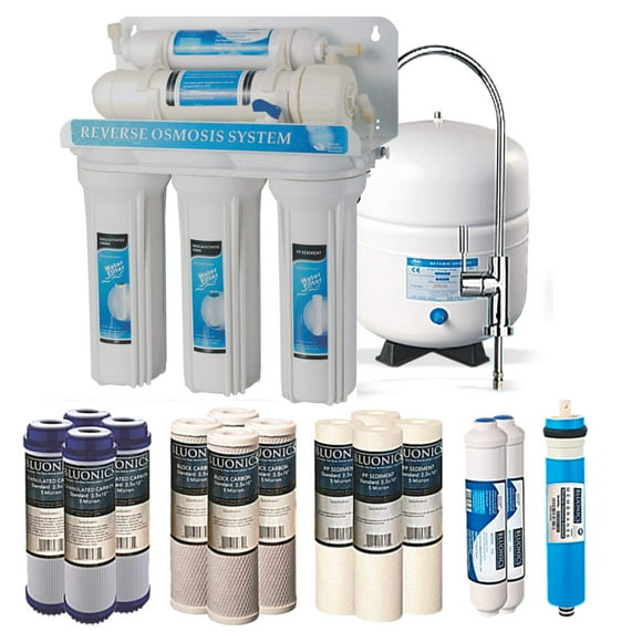 Bluonics 5 Stage Undersink Reverse Osmosis Drinking Water Filter System RO Home Purifier with NSF Certified Membrane with 4 Years of Filter Supply - 15 Total Filters -…