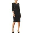 thumbnail image 5 of MODA NOVA Juniors Sheath Dress Zipper Neck Pencil Wear-to-Work Dress, 5 of 6