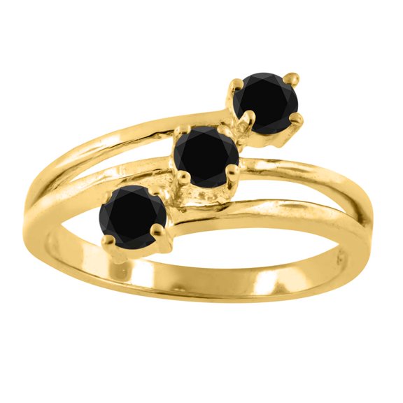 Mauli Jewels Engagement Rings for Women 0.50 Carat Black Diamond Designer Fashion Ring 4-prong 10K Yellow Gold