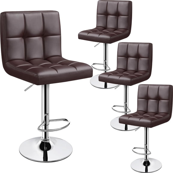 Yaheetech Set of 4 Brown Bar Stools, Adjustable Height Swivel Stools