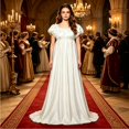 thumbnail image 2 of Xijirk Women Regency Empire Waist Maxi Dress Puff Short Sleeve Off The Shoulder Gown for Halloween Cosplay formal Evening Party,XS, 2 of 5