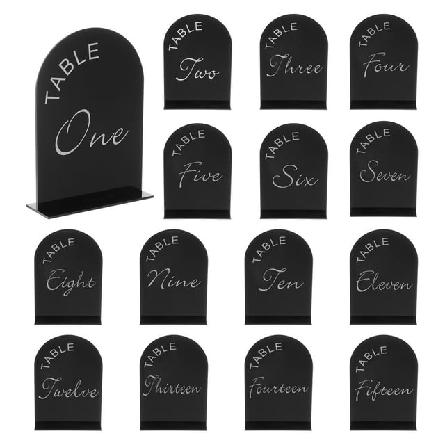 Uxcell Soporte de Número de Mesa de Arco de Acrílico de 2 cm con Base para Bodas y Cumpleaños 15 Pcs Negro Blanco