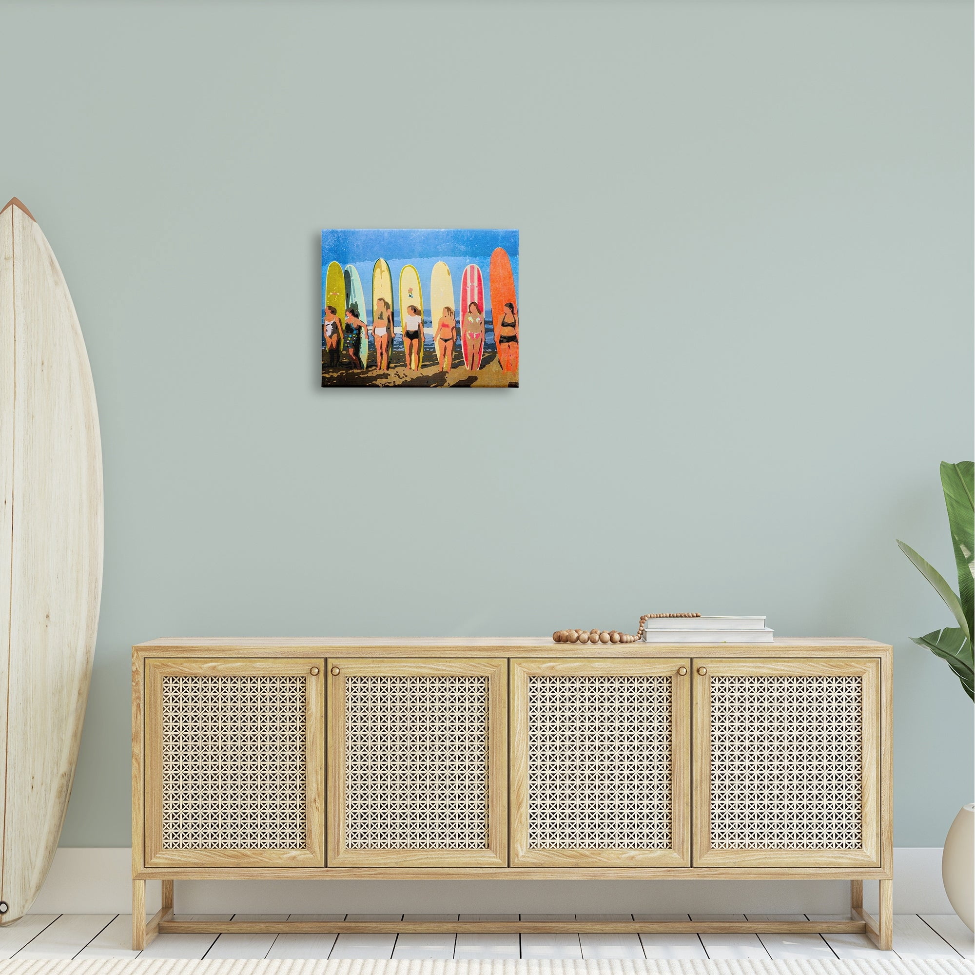 Stupell Industries Modern Pop Style Women Surfing Ocean Sports Graphic Art Gallery Wrapped Canvas Print Wall Art, Design by Graffitee Studios