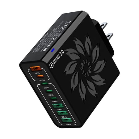 Ulti Charger 8 Ports with Quick Charger Boltz Pro Lightning Fast Charger Fast Charging Block for Smart Phones, Tablets, Devices with Multiple Ports | Wall Charge for Travel & Home(Black)