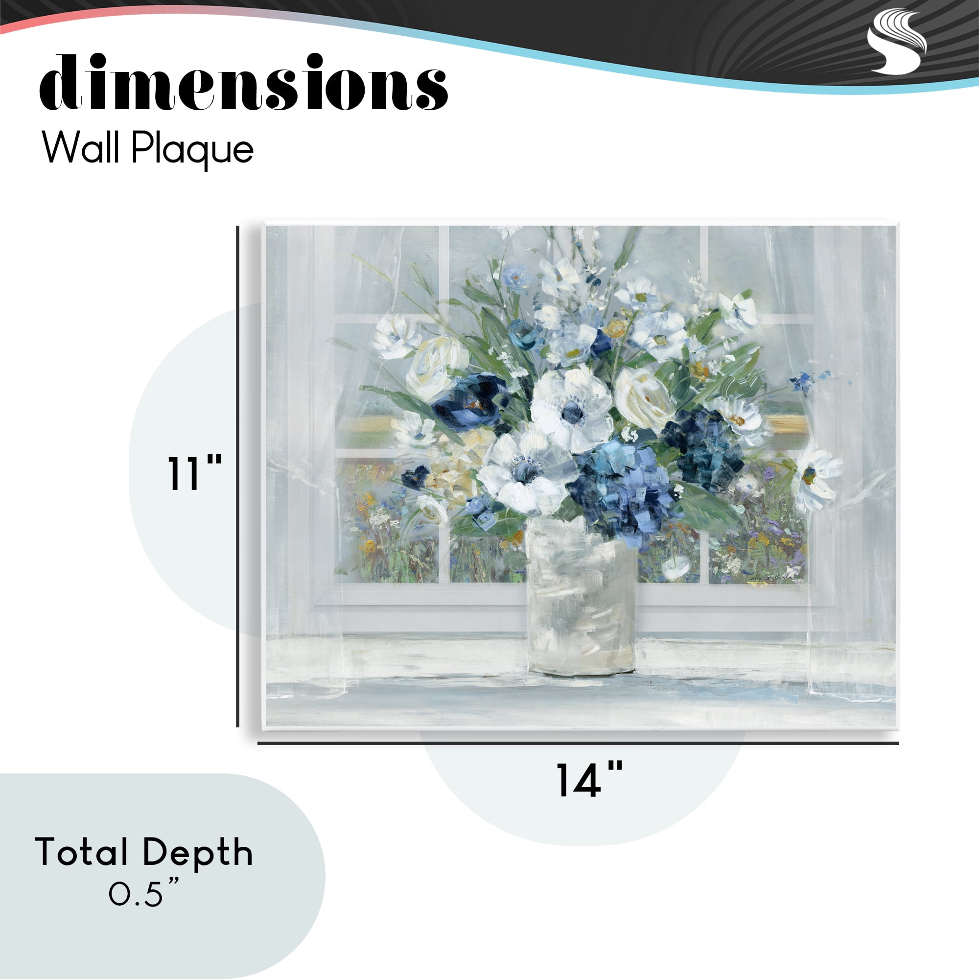 Stupell Industries Blue Hydrangea & Anemone Bouquet Wall Plaque Art, design by Sally Swatland