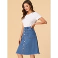 thumbnail image 4 of Faldas De Mezclilla Para Mujer Falda Vaquera Midi Con Botones Y Dobladillo Sin Rematar Azul S, 4 of 6
