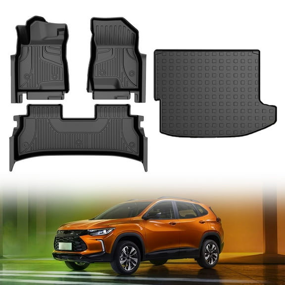 LAONNVIR Floor Mats & Cargo Liner Fit for Chevrolet/Chevy TRAX 2024-2025 All Weather Heavy Duty 1st and 2nd Row Floor Mats TPE Accessories