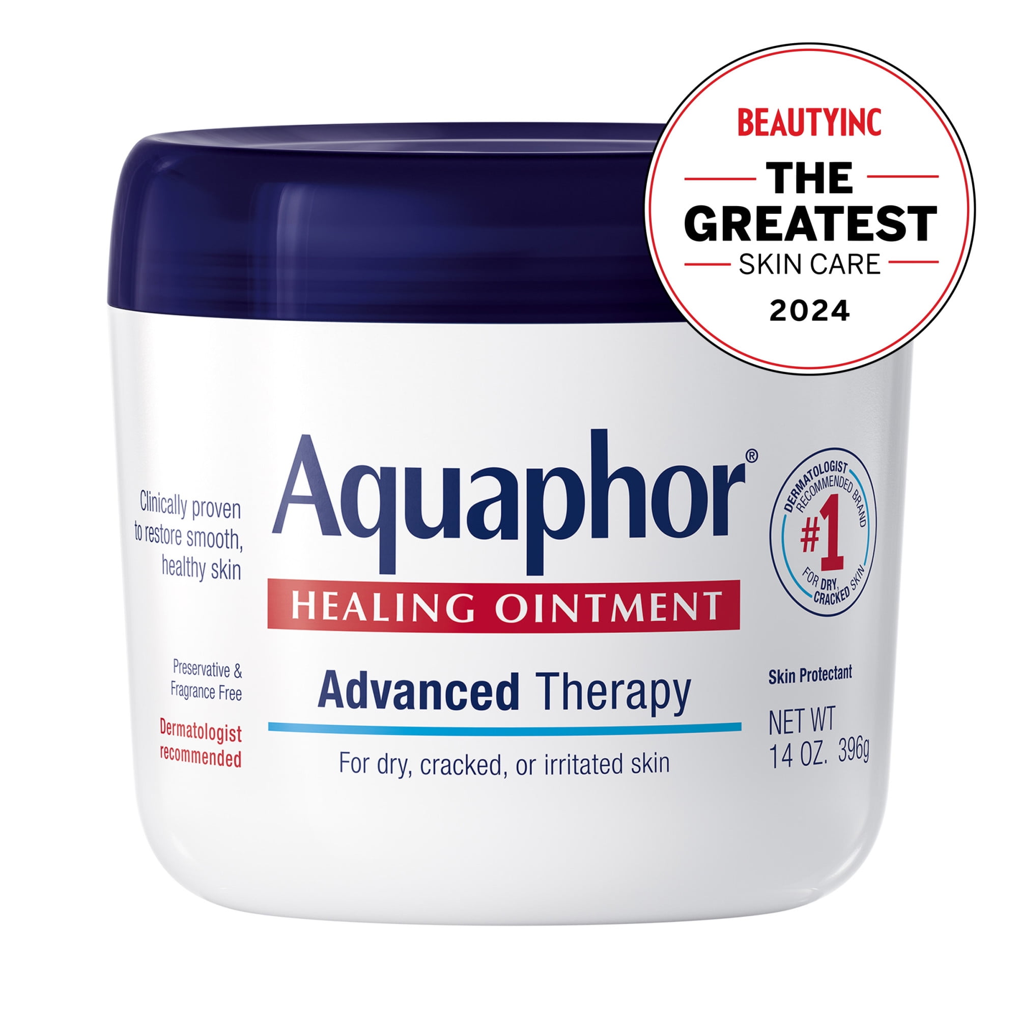 Aquaphor Healing Ointment Skin Protectant for Dry, Cracked, Irritated Skin, Fragrance Free, 14 oz