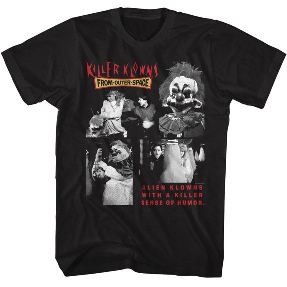 Killer Klowns In Outer Space Four Bw Photos Black Adult T-Shirt 3Xlt