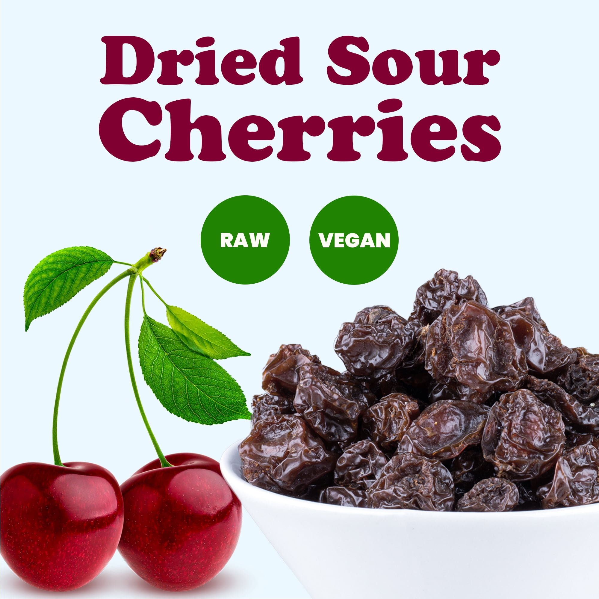 Dried Sour Cherries, 1.5 Pounds - Raw, Vegan - by Food to Live