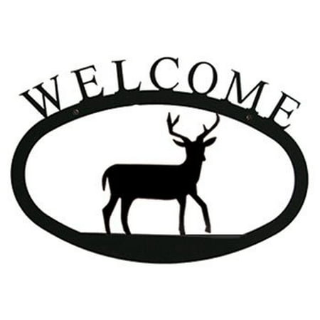 Village Wrought Iron WEL-3-L Deer Welcome Sign - Large