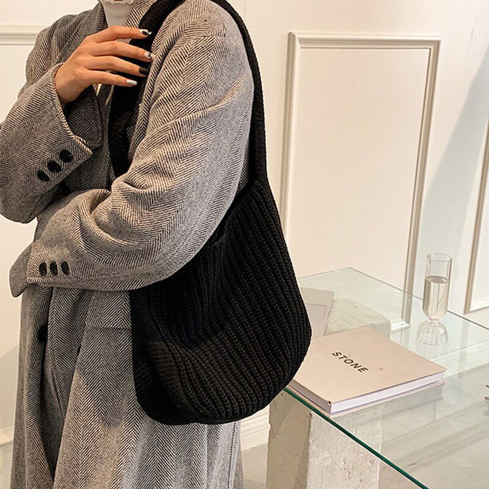 CoCopeaunt Winter Wool Knitted Shoulder Bag Casual Women Tote Bag Large  Capcaity Ladies Portable Handbags Armpit Bag bolsa feminina