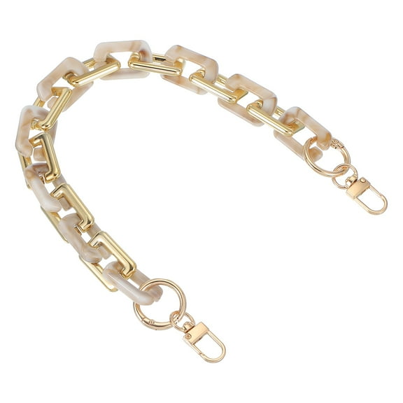 Uxcell Purse Chain Strap, 15.7 Inch Acrylic Handbag Chain Straps, Clutches Strap Extender Replacement with Metal Buckles for Crossbody Shoulder Bag Decoration, Beige