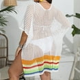 thumbnail image 5 of Eiyaclvo Bathing Suit Cover Up for Women Plus Size Bikini Cover Ups Swimsuit Cover-ups Swimwear Crochet Hollow Out Striped Knit Beach Dress, 5 of 10